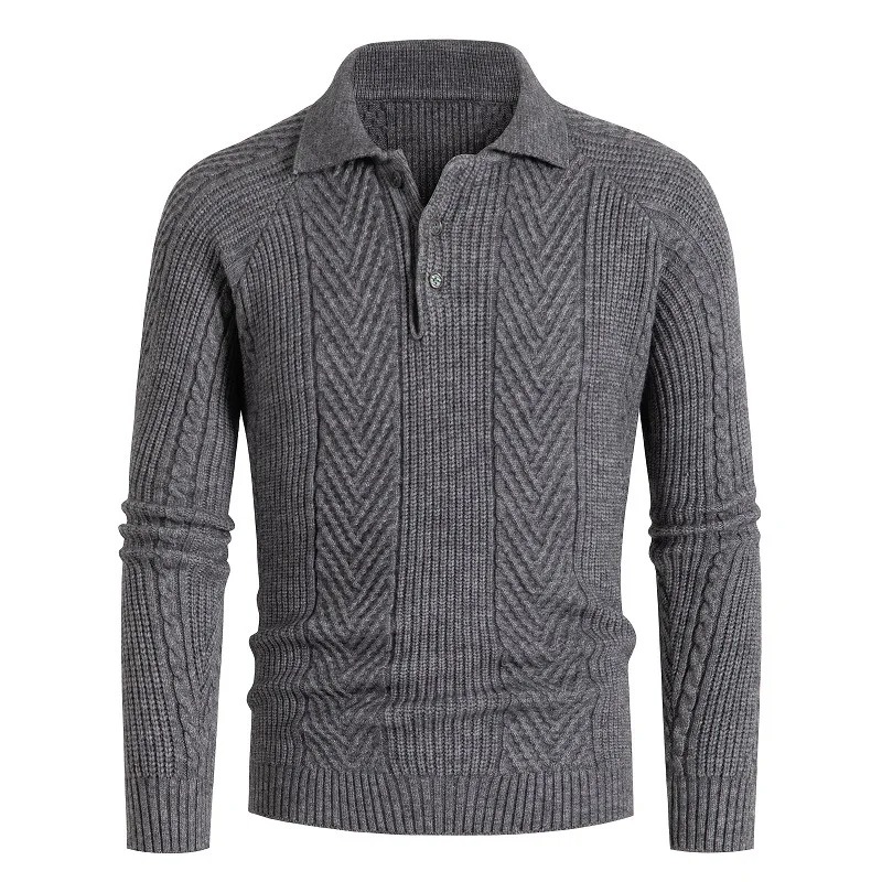 Men’s Winter Thick Polo Sweater – Warm Casual Lapel Shirt - Image 3
