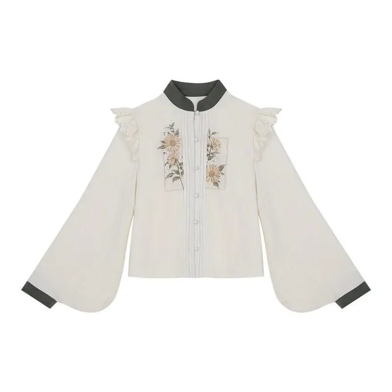 Chinese Lolita Dress Set Elegant Vintage Ruffle Skirt with White Blouse Autumn Winter Outfit - Image 4