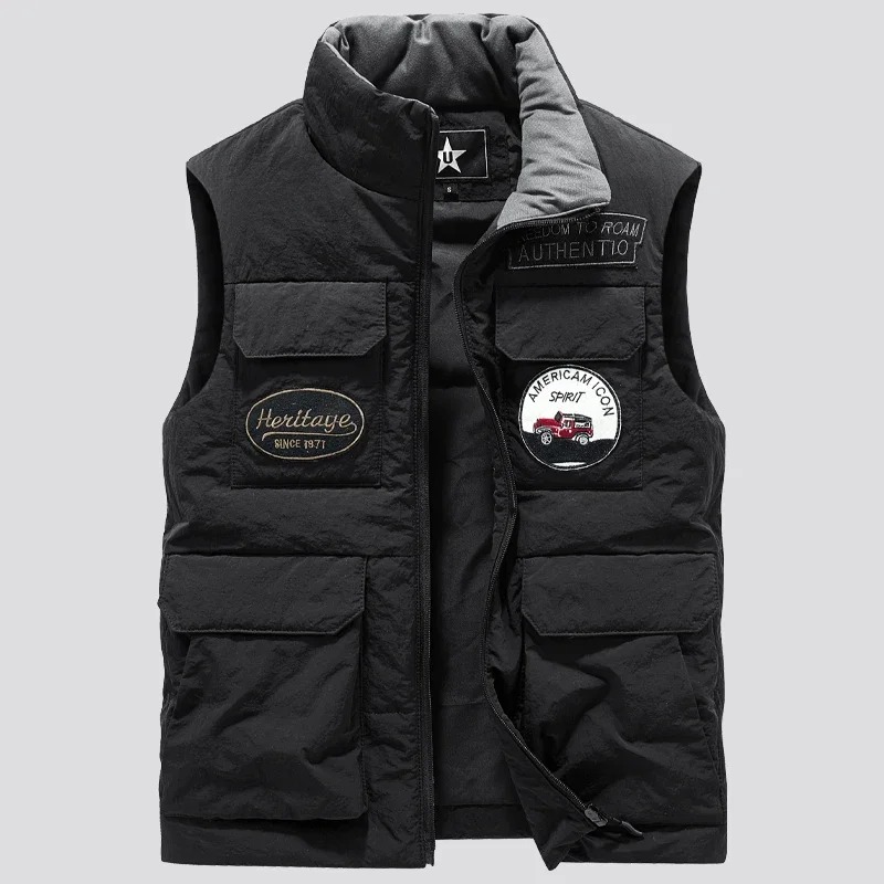 Men’s Winter Down Cotton Vest – Thick Warm Sleeveless Cargo Waistcoat Windbreaker (Up to 6XL) - Image 3