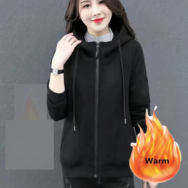Winter Women Zip-Up Hoodie Jacket – Warm Fleece Lined Casual Slim Fit Hooded Sweatshirt Coat - Image 3