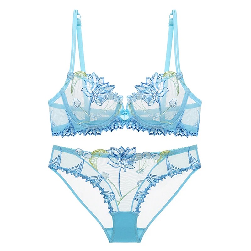 Sexy Floral Lace Lingerie Set Women Transparent Breathable Bra Underwear Set - Image 6