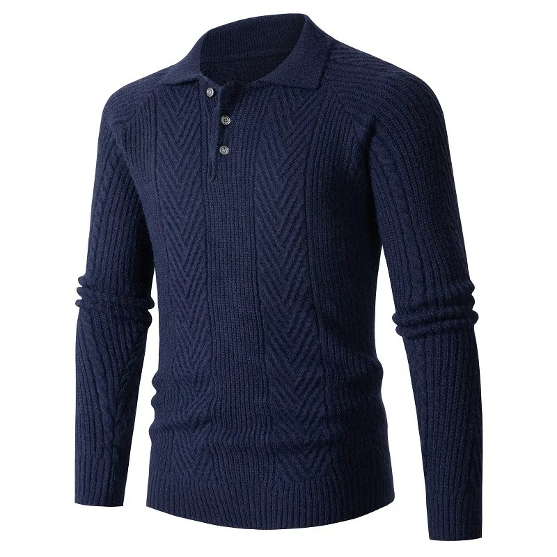 Men’s Winter Thick Polo Sweater – Warm Casual Lapel Shirt - Image 4