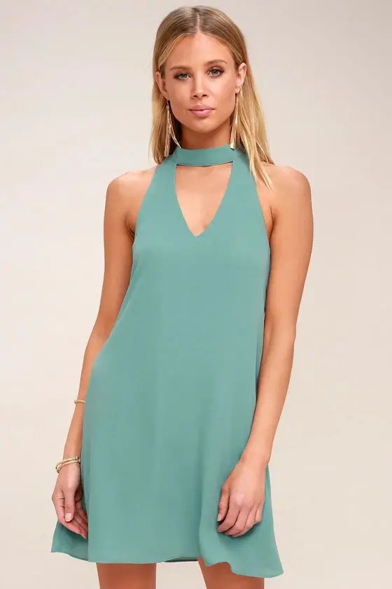 2025 White Sleeveless Slim A-Line Dress for Women | Choker Neck V-Neck Office Casual Dress - Image 6