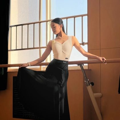 Ballroom Dance Clothes Women Sleeveless Flower Tops Black Ballroom Skirt Adult Latin Performance Costume Waltz Dresses DNV17958